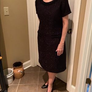 Talbots black silver thread beaded dress